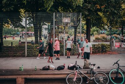 People on street in city