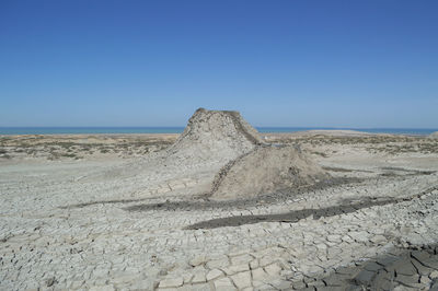Mud volcanoes and caspian sea in gobustan, azerbaijan
