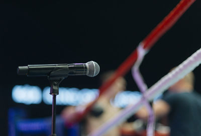 Close-up of microphone on stand