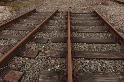 High angle view of railroad tracks