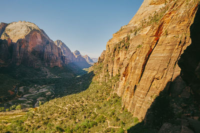 Zion national park mountains from angel's landing during summer.