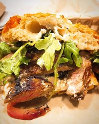 High angle view of food in plate