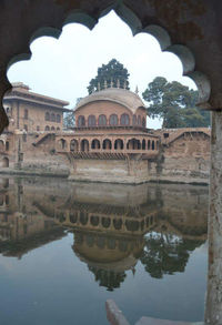 Reflection of building in water