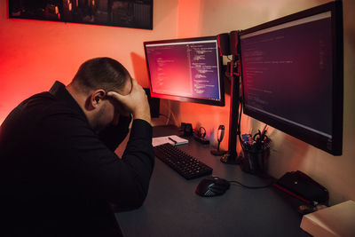 Man working on table