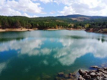 Scenic view of lake against sky