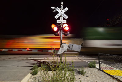 Blurred motion of train at night