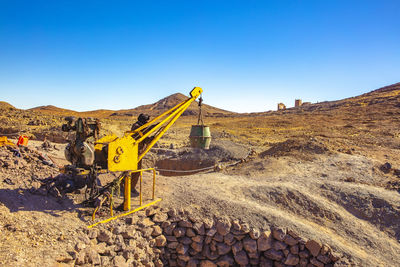 Panoramic view of landscape against clear blue sky