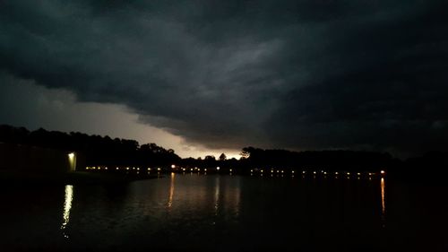 Scenic view of lake against cloudy sky