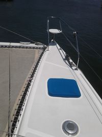 High angle view of ship moored in sea