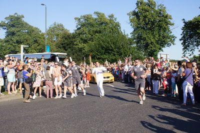 People walking on road