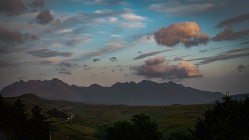 Scenic view of landscape against sky during sunset