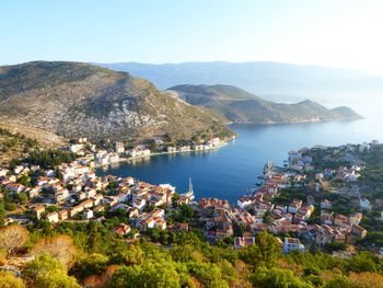 High angle view of town