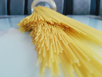 Close up of dried spaghetti 