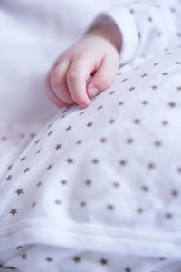 Baby hand with copy space. the baby is one month old. cute little hand with small fingers. 