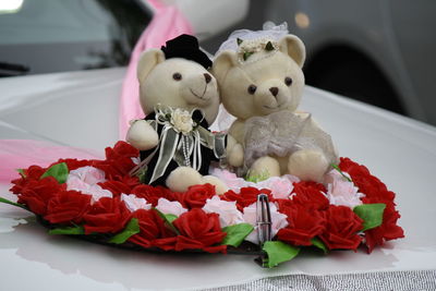 Close-up of toys on table