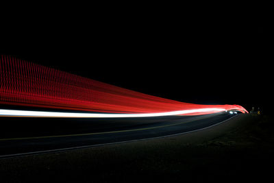 Light trails on road at night