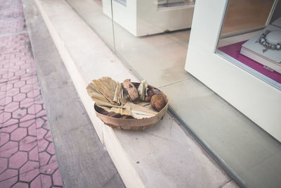 Close-up high angle view of tiled floor