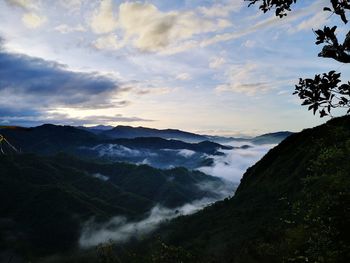 Scenic view of mountains against sky