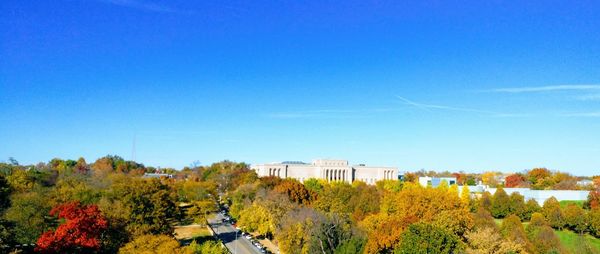 Panoramic shot of trees against blue sky