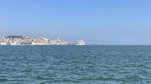 Scenic view of sea against clear sky