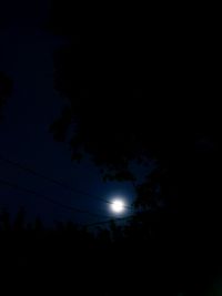 Low angle view of silhouette trees against sky at night