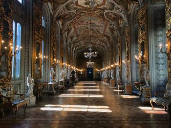 Interior of illuminated italian palace