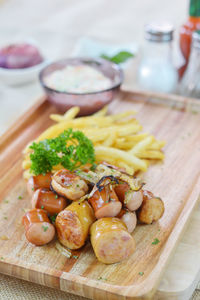 High angle view of vegetables on cutting board