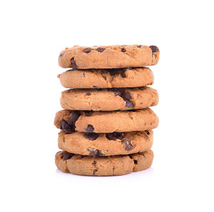 Stack of cookies against white background