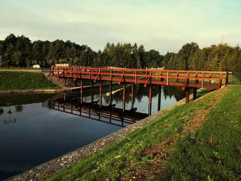 Bridge over river against sky