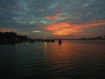 Scenic view of sea at sunset