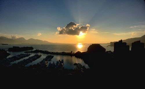 Scenic view of sea at sunset