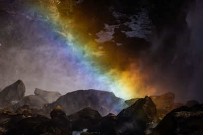 Rainbow hitting the base of yosemite falls