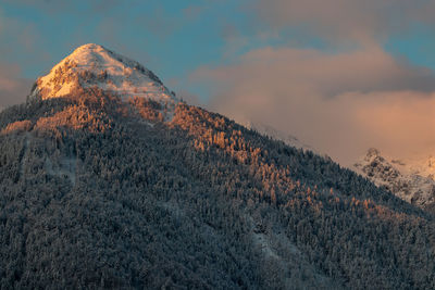 Scenic view of snowcapped mountain against sky