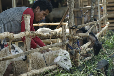 Man working on wood