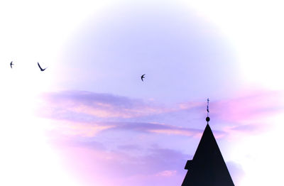 Low angle view of birds flying in sky