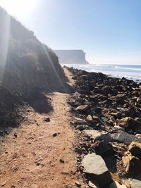 Scenic view of sea against clear sky