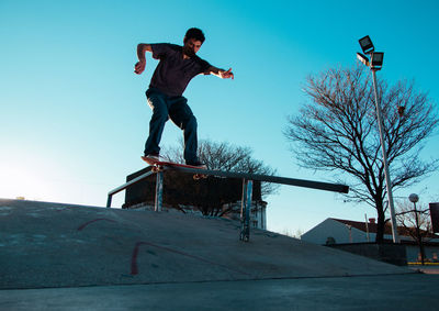 Skateboarder sliding