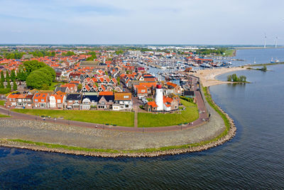 Aerial from the traditional village urk in the netherlands