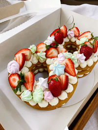 Close-up of dessert in plate on table