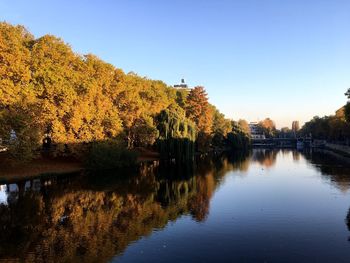 Scenic view of river against clear sky