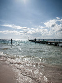 Scenic view of beach against sky