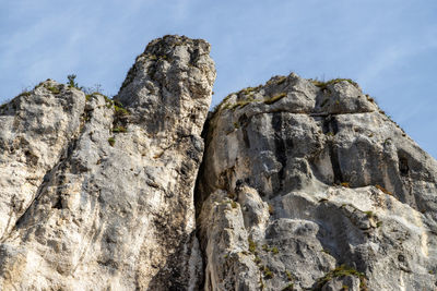 High rocks in the village essing in bavaria, germany at the altmuehl river on a sunny day in autumn