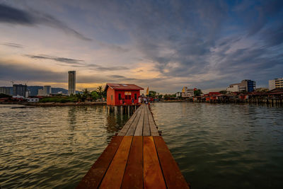 Sunset in georgetown city at penang malaysia