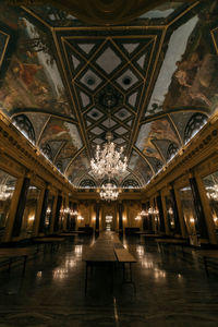 Low angle view of illuminated ceiling