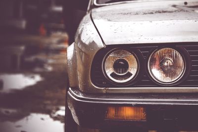 Close-up of wet car