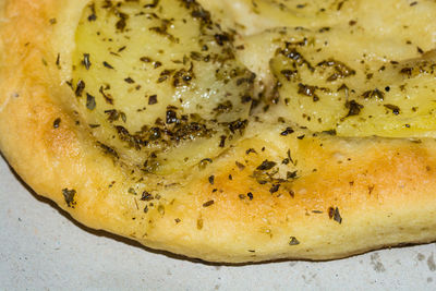 High angle view of bread in plate