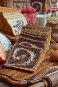 High angle view of breakfast on table