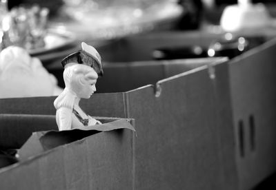 Boy with toy on bus