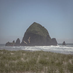 Scenic view of sea against clear sky