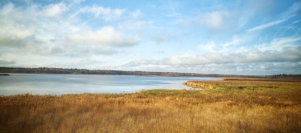 Scenic view of lake against sky